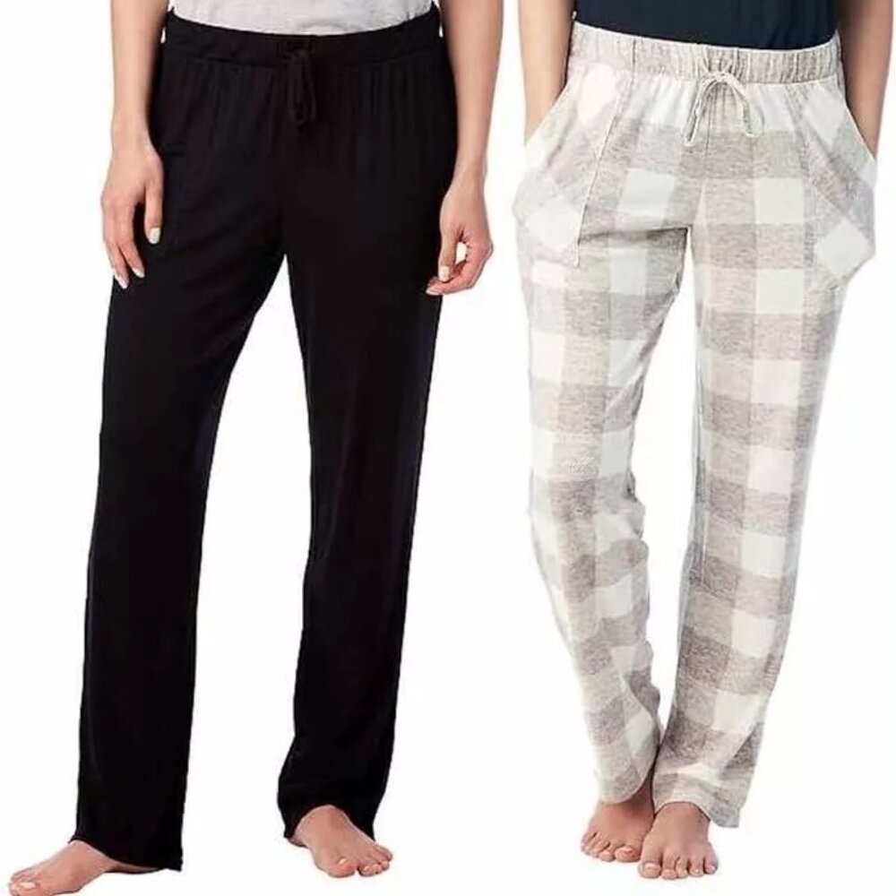 LUCKY BRAND Ladies’ Lounge Pants, Straight Leg 2-Pk, Black/Gray: S,M, L